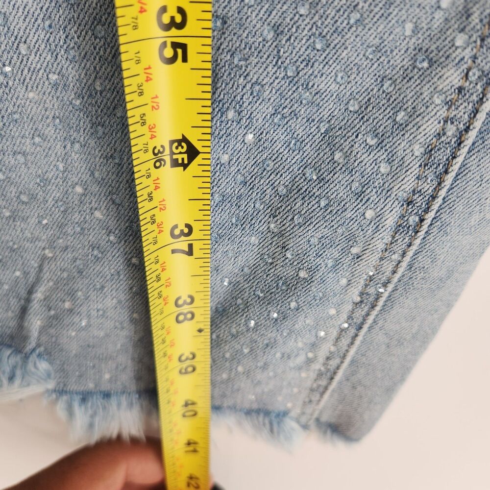 Lovervet‎ Indigo Blue 16W High Rise Wide Barrel Jeans Shimmering Embellishments - Picture 11 of 12